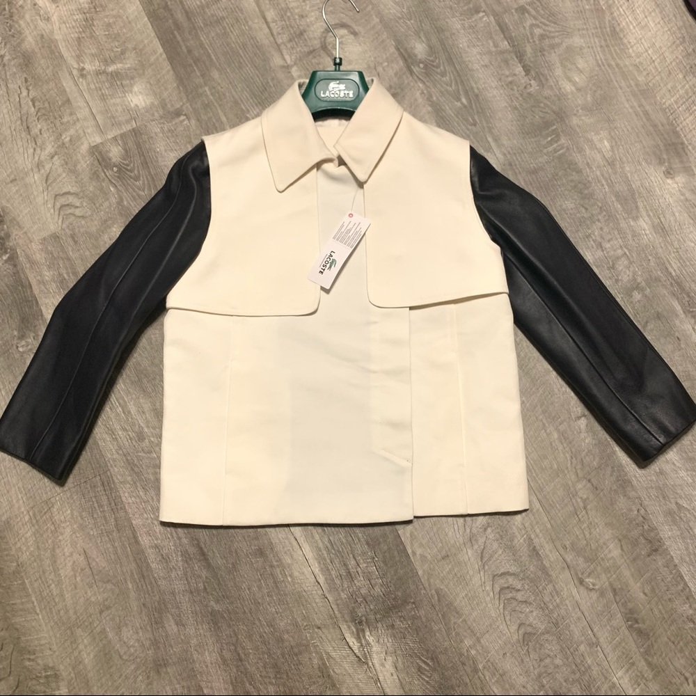 NWT! Rare LaCoste Structured Silk & Leather Jacket